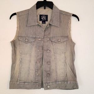 Rock & Republic denim vest Womens S Pinstripe EUC